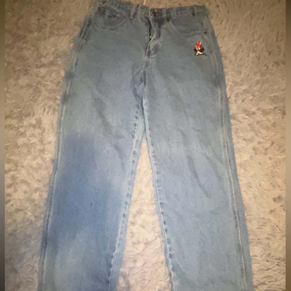 Light Blue Denim Jeans with Embroidered Detail